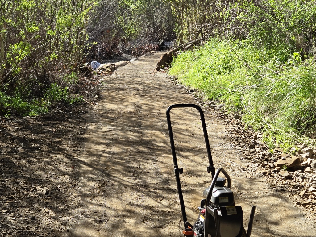 Path after compacting with the plate compactor.